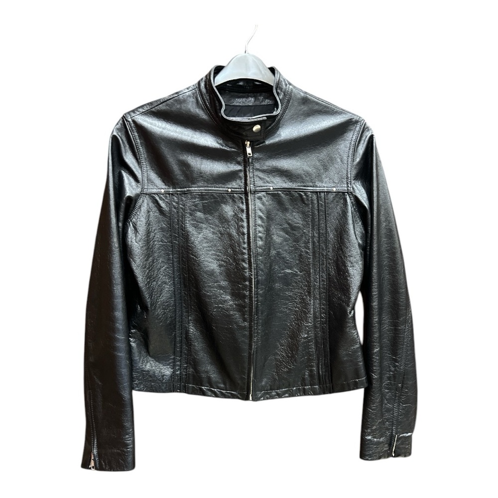 Vintage Maxima Wilson, Leather Black Zip Leather Moto Jacket SZ L